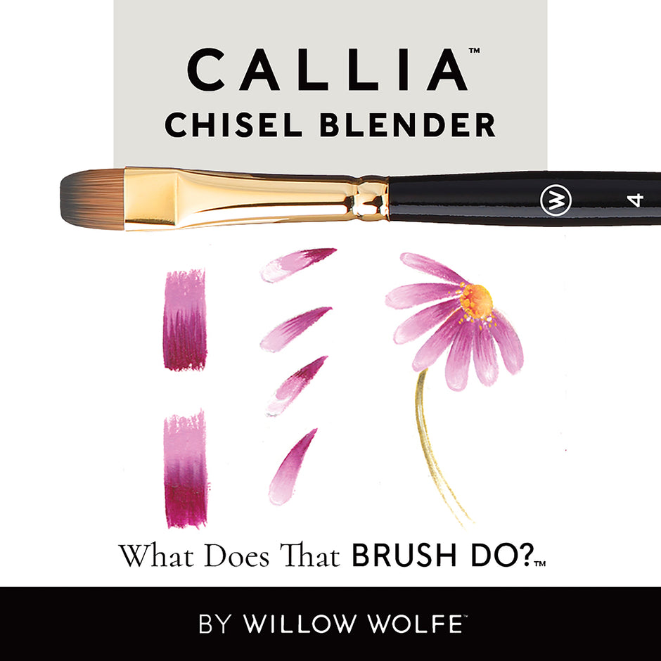 Callia® Chisel Blender, Synthetic Sable Artist Brushes: Willow Wolfe