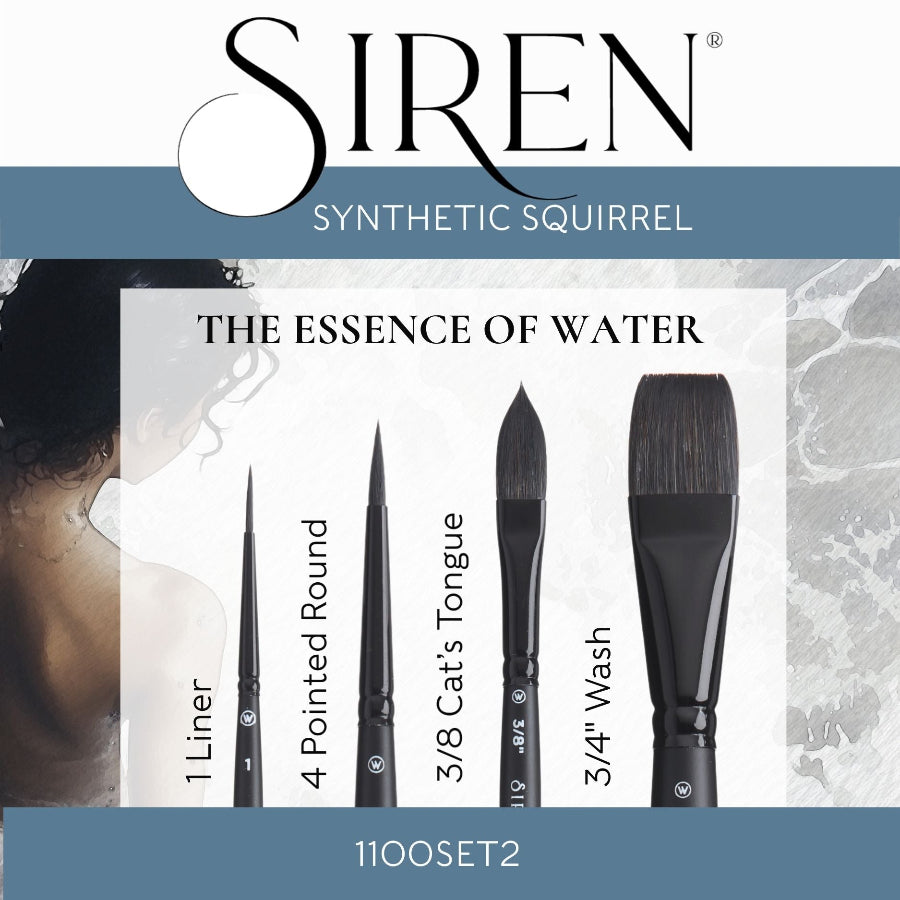 Siren® Synthetic Squirrel Watercolor Brush Set No. 2