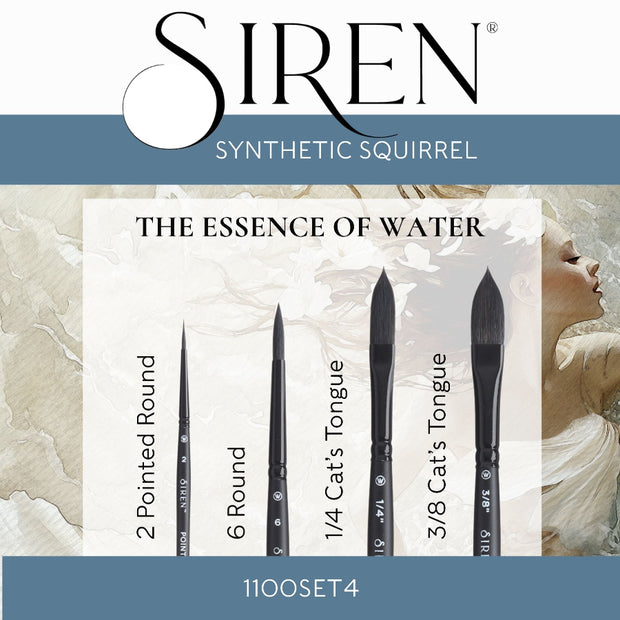 Siren® Synthetic Squirrel Watercolor Brush Set No. 4
