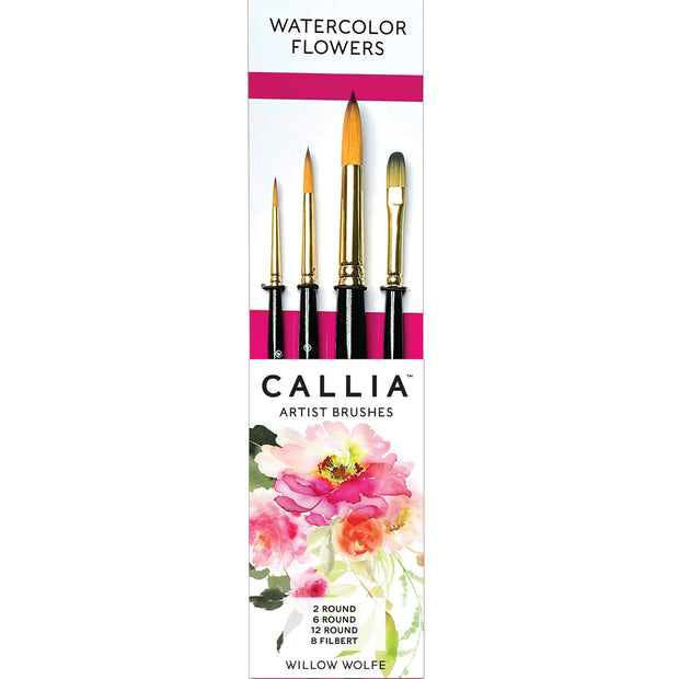 Callia® Watercolor Flowers Brush Set,  Synthetic Sable: Set 900