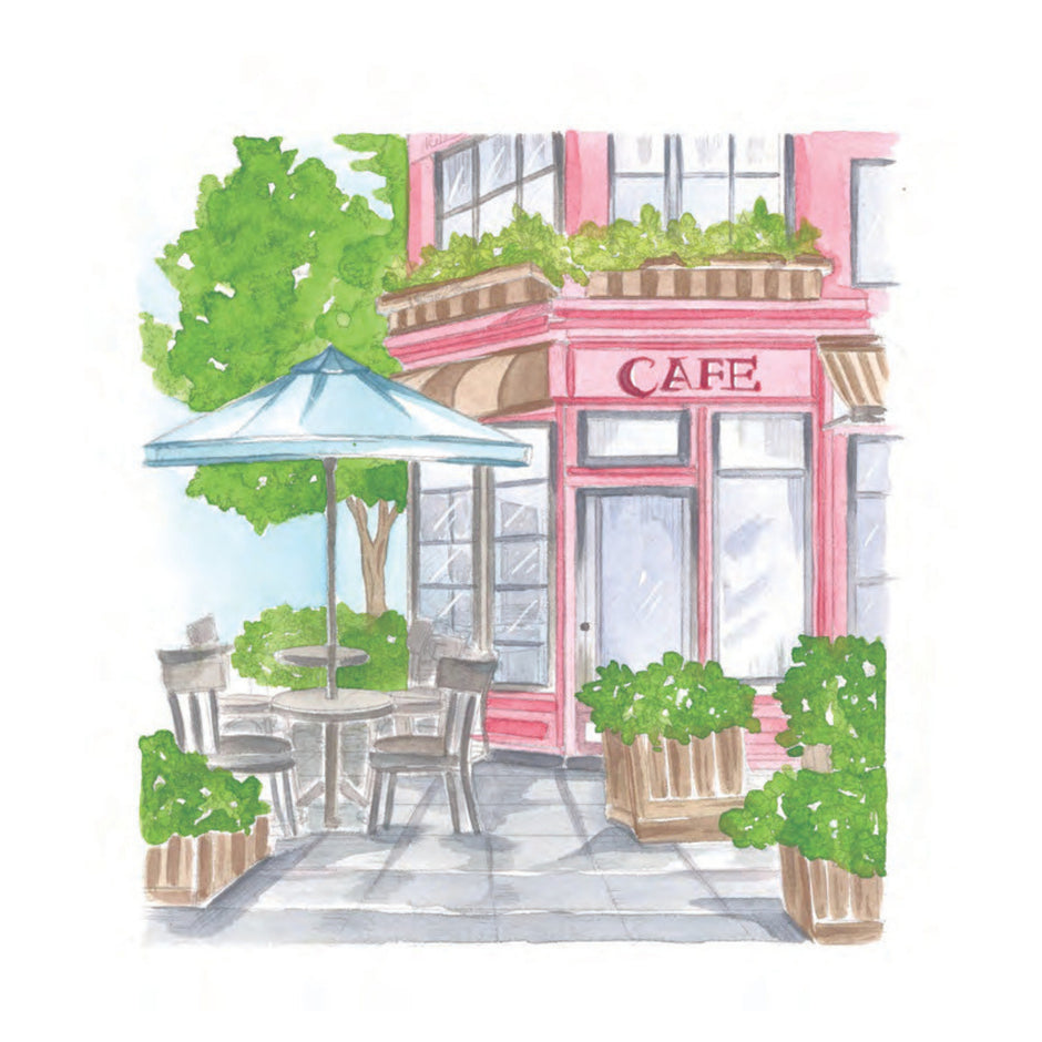 Cozy Cafés Watercolor Workbook by Nya Wolfe