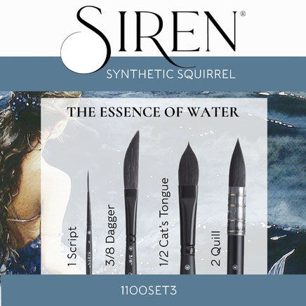 Siren® Synthetic Squirrel  Watercolor Brush Set No. 3