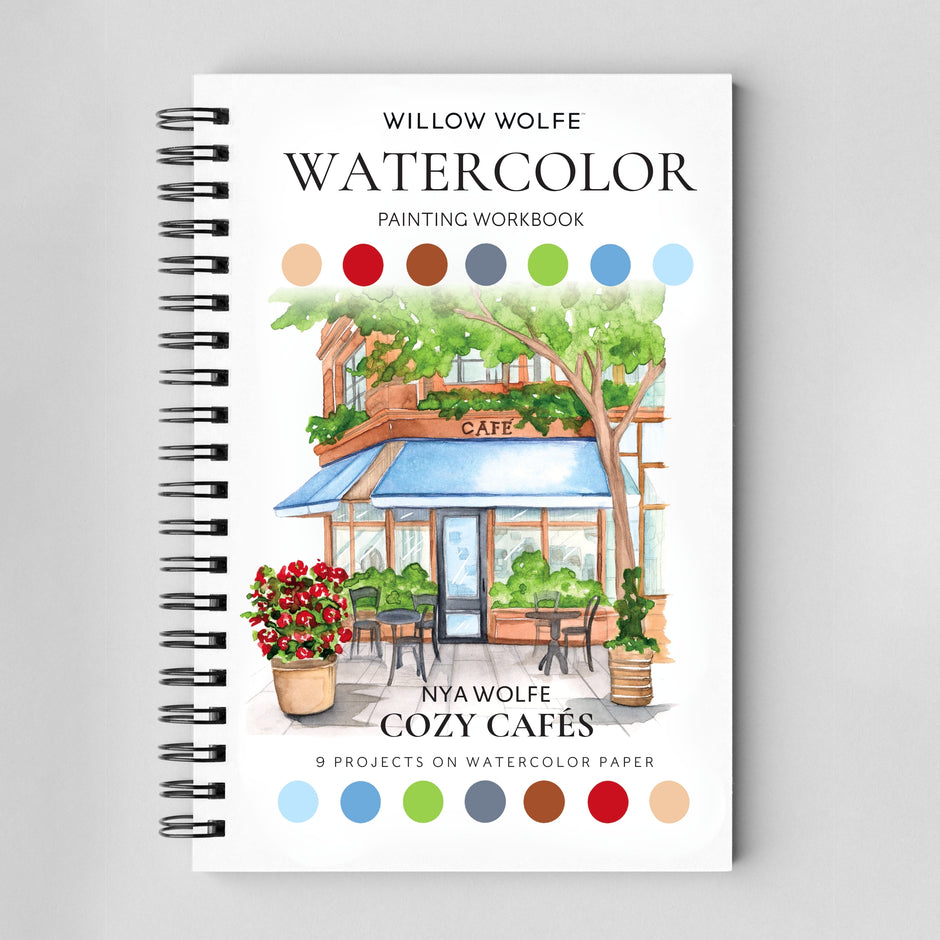 Cozy Cafés Watercolor Workbook by Nya Wolfe