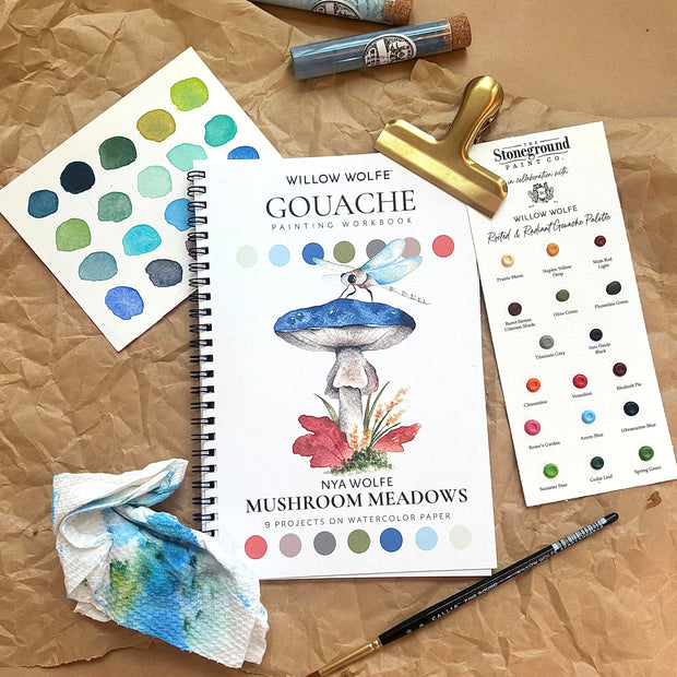 Mushroom Meadows Workbook + Gouache Paint Bundle