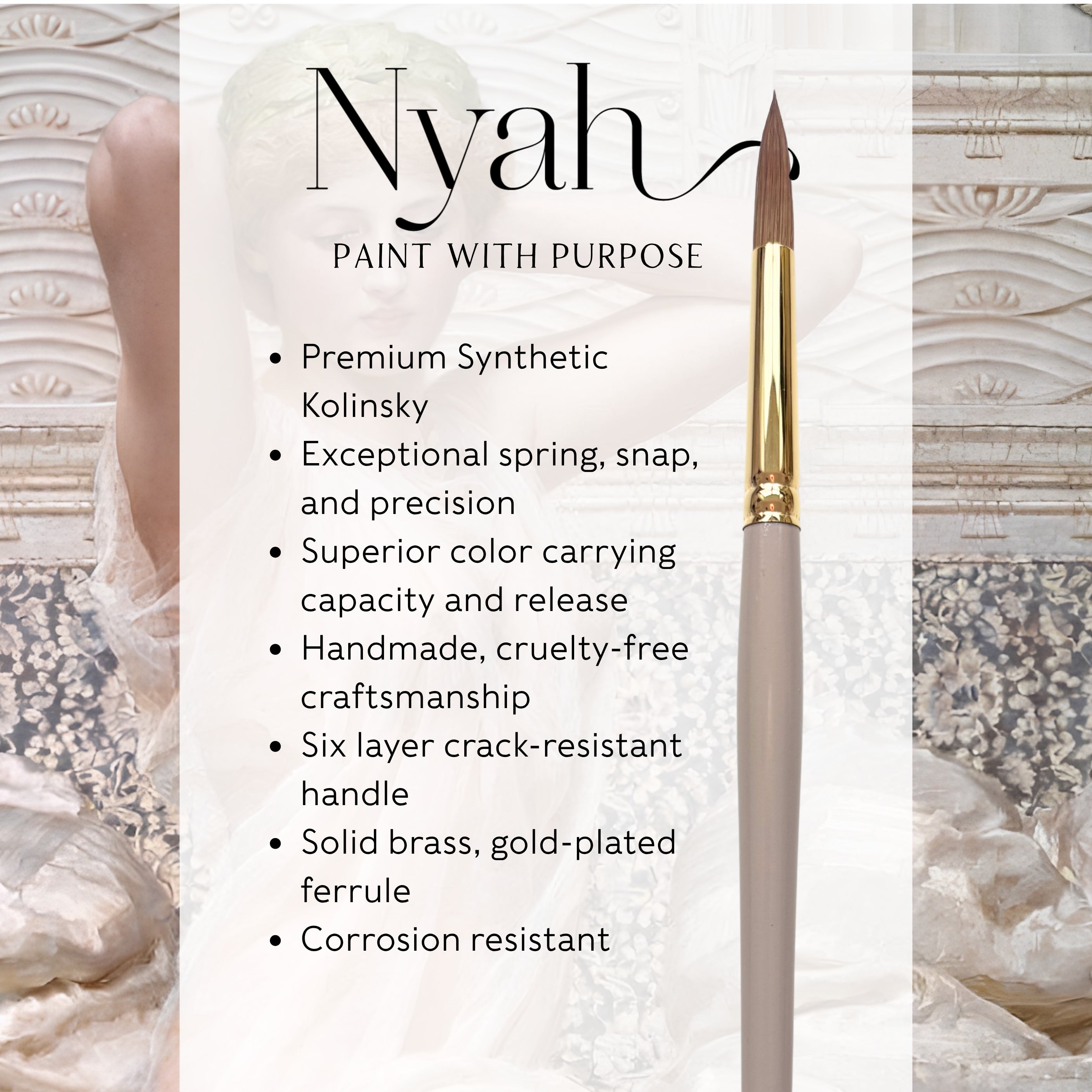 Nyah™ Dagger Synthetic Kolinsky Sable Artist Brushes: Willow Wolfe