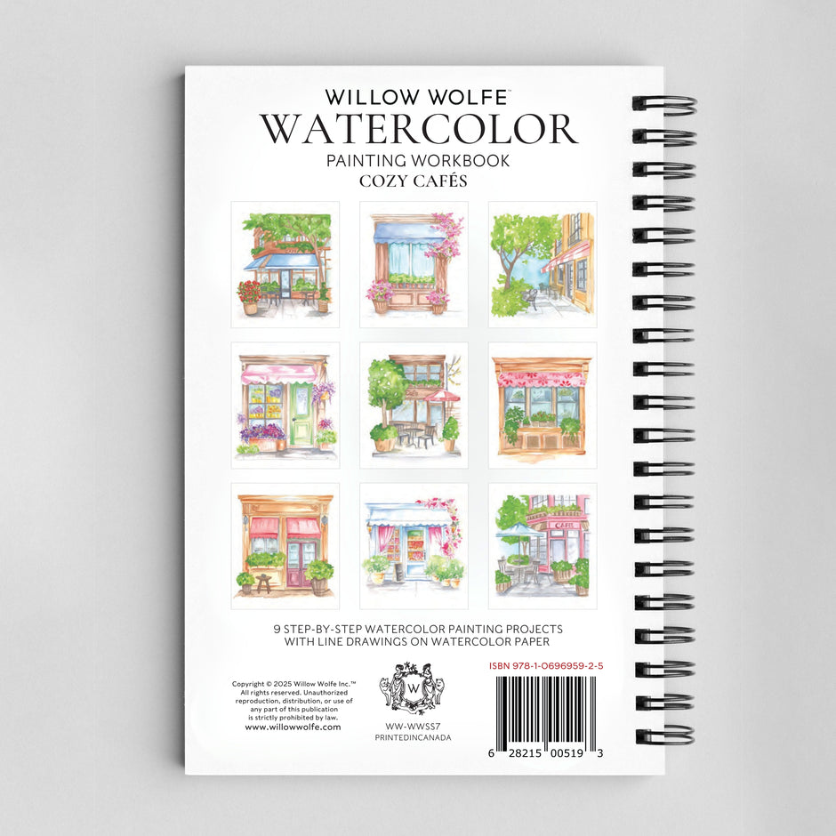 Cozy Cafés Watercolor Workbook by Nya Wolfe