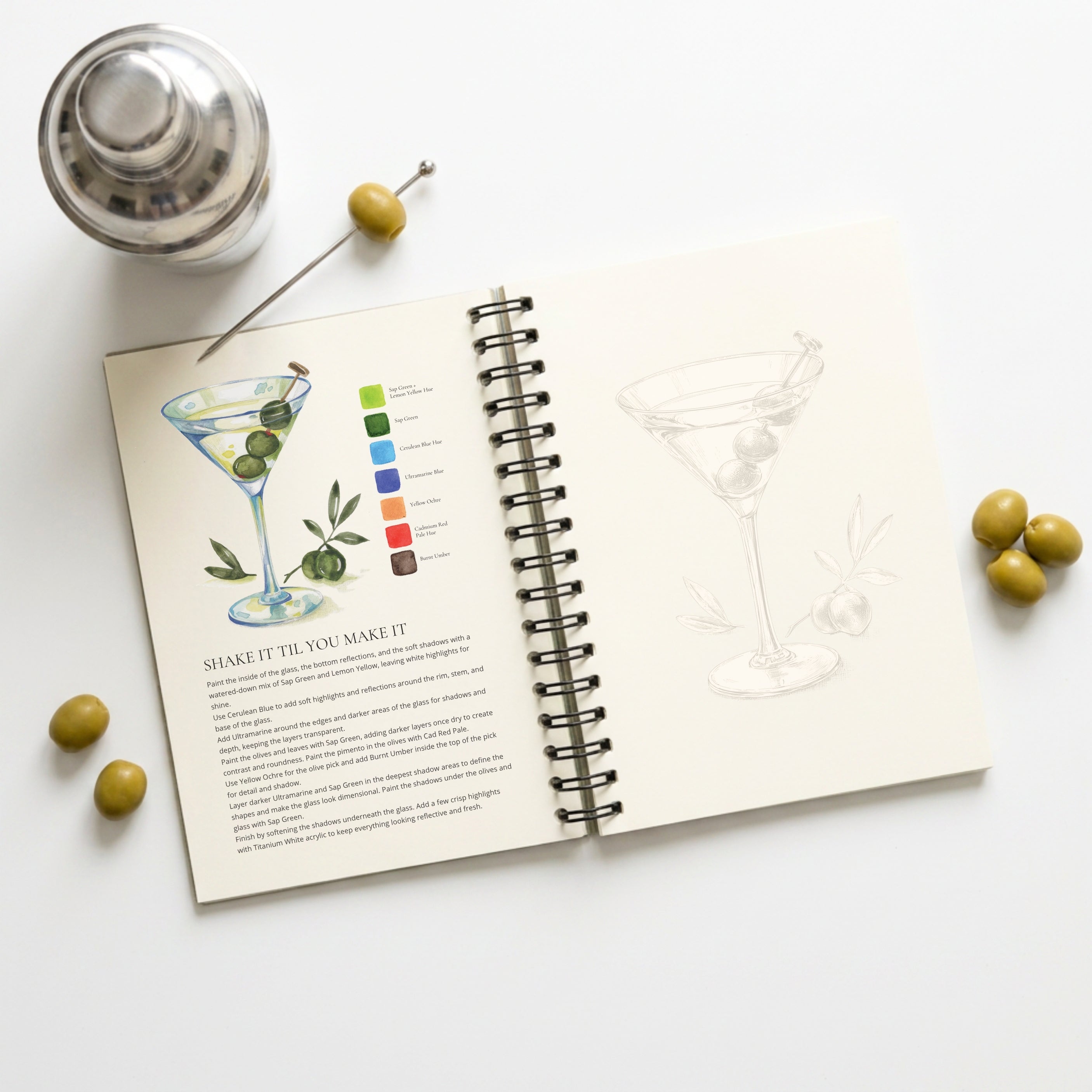 Shake It Till' You Make It From Classic Cocktails Watercolor Workbook