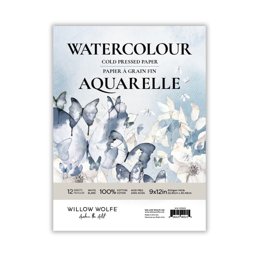 Cold Press Watercolor Paper: 100% Cotton with 12 Sheets – Willow Wolfe Inc