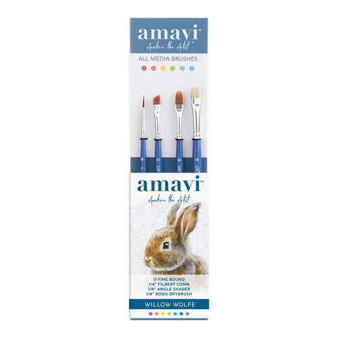 Amavi® Mixed Media Golden Taklon Brushes Set #4
