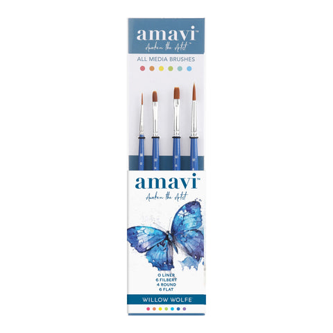 Amavi® Mixed Media Golden Taklon Brushes Set #5
