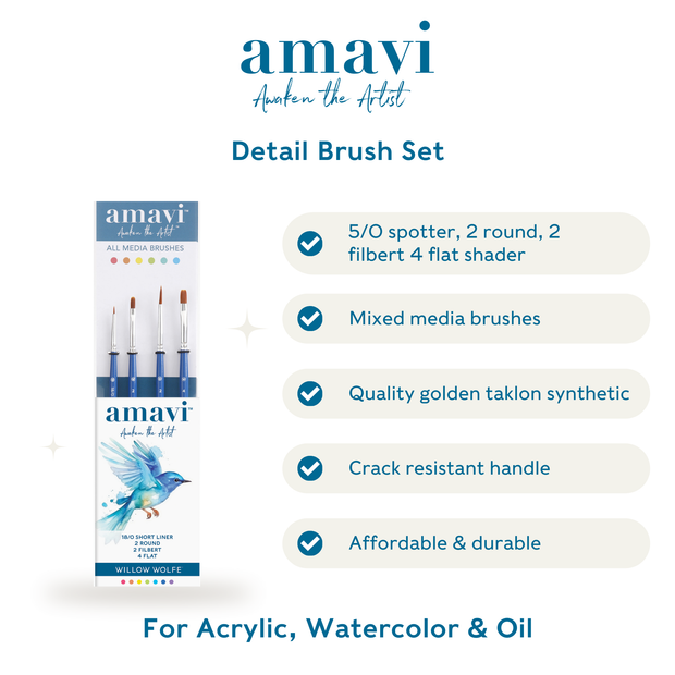 Amavi® Mixed Media Golden Talon Brushes Set #3