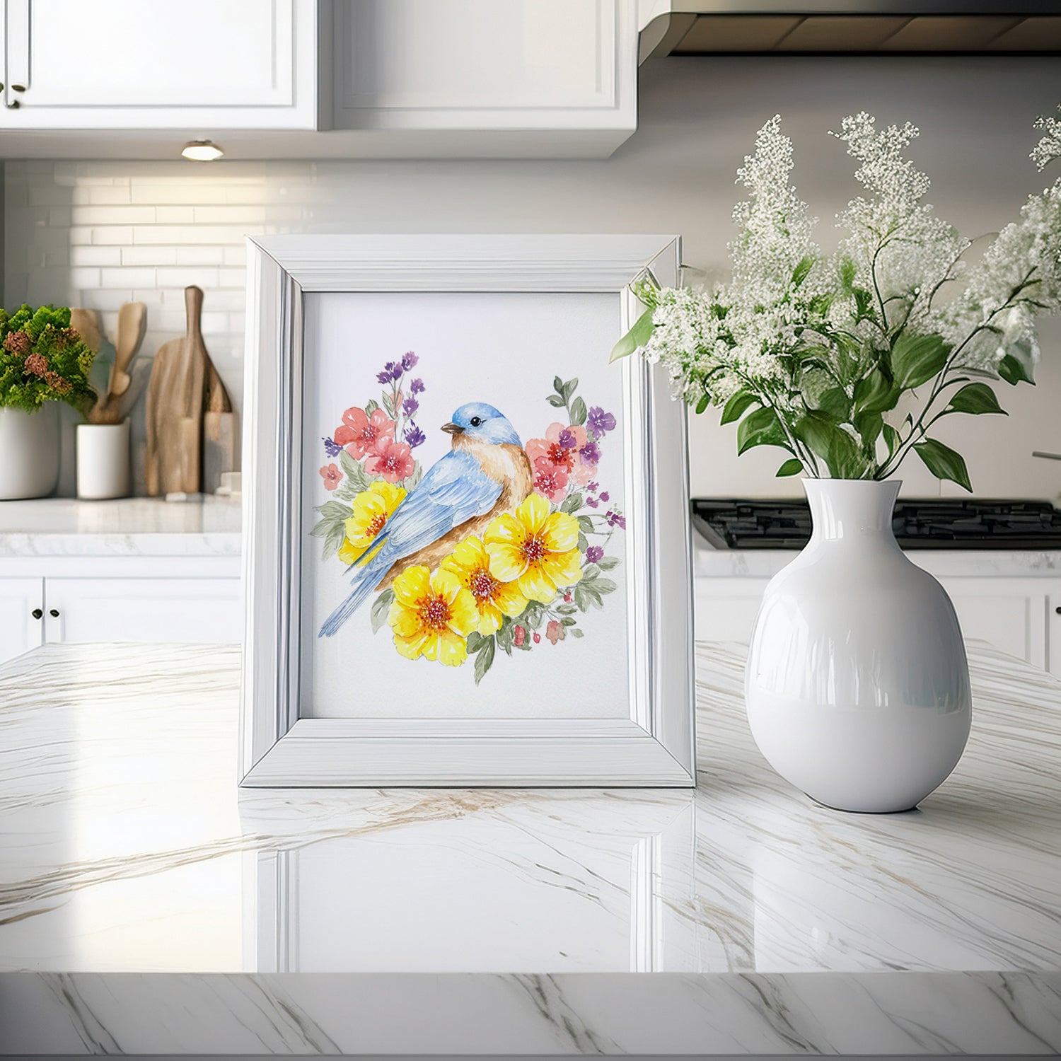 Bluebird & Yellow Blossoms Watercolor Painting Course - TWS5