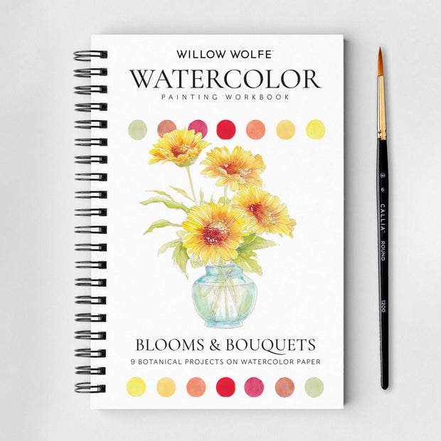 Blooms & Bouquets Watercolor Workbook by Willow Wolfe