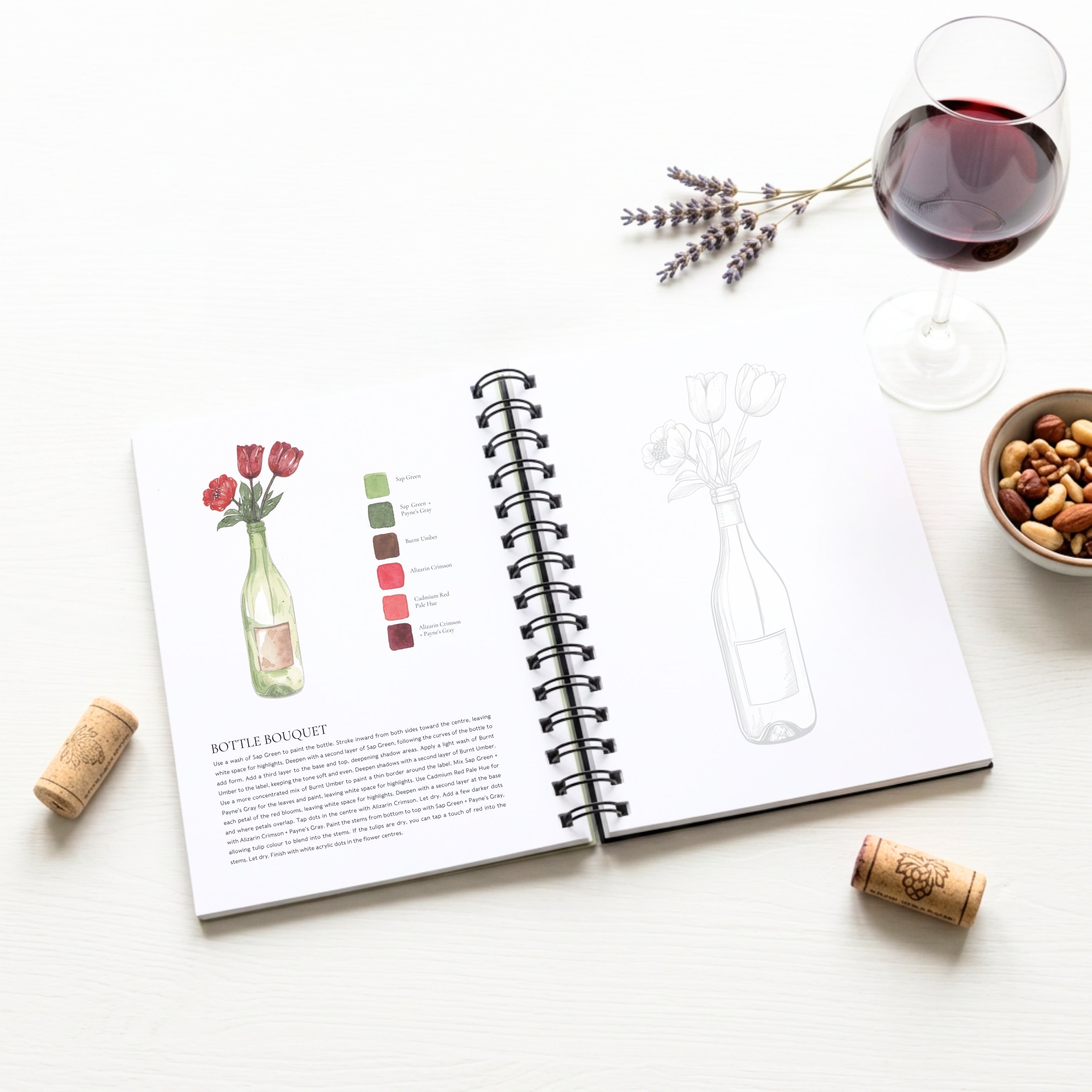 Bottle Bouquet from Pretty Pots Watercolor Workbook