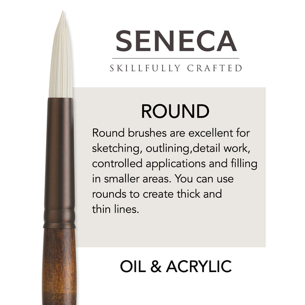 Seneca® Round Premium Synthetic Bristle Paint Brush by Willow Wolfe