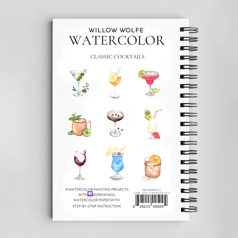 Classic Cocktails Watercolor Workbook by Nya Wolfe