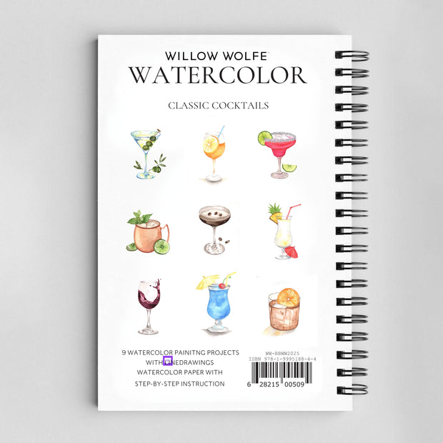 Classic Cocktails Watercolor Workbook by Nya Wolfe