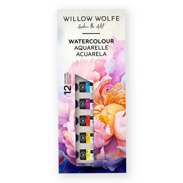 Essentials Watercolour Set by Willow Wolfe: 12 x 12ml Watercolours
