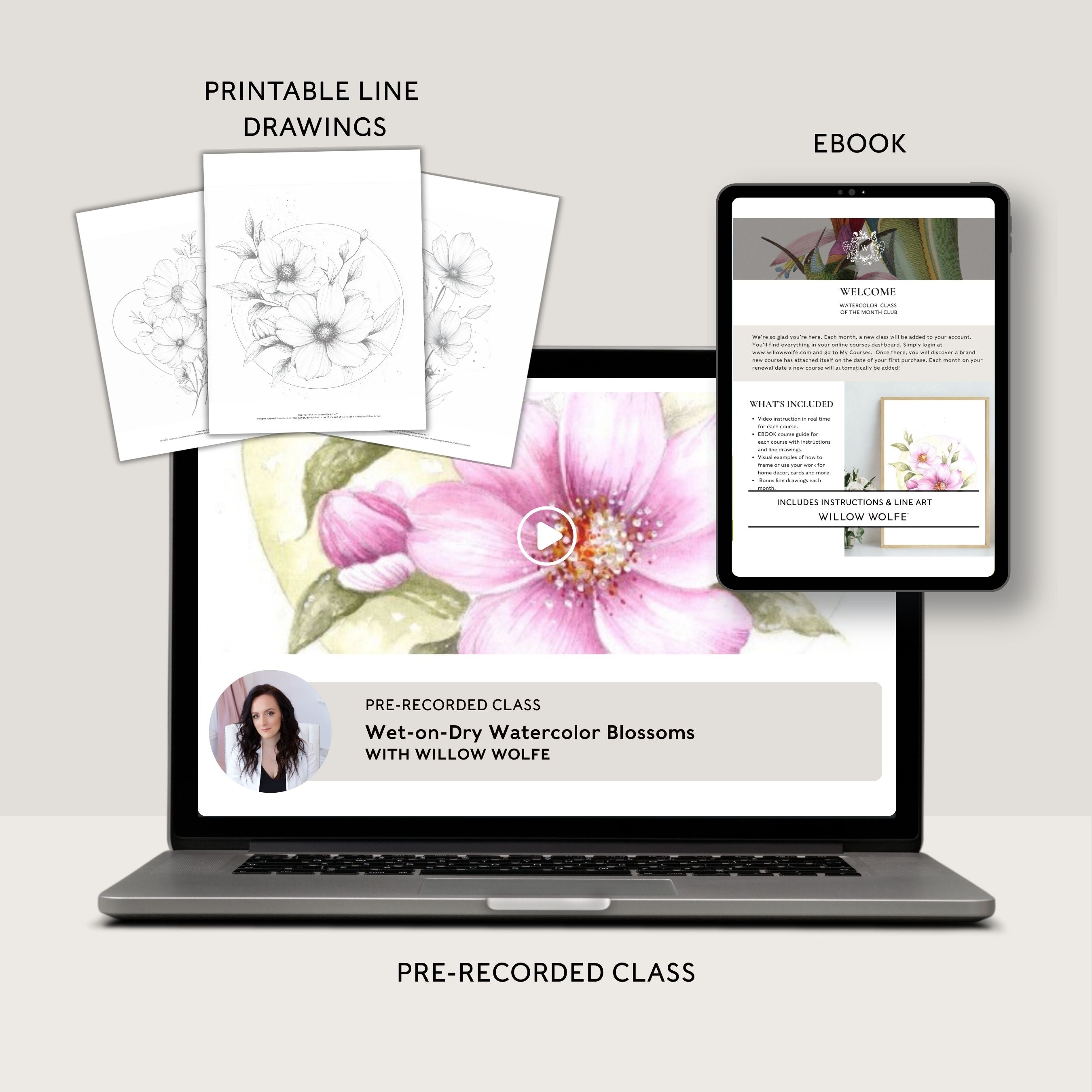 Watercolor Class of The Month Club