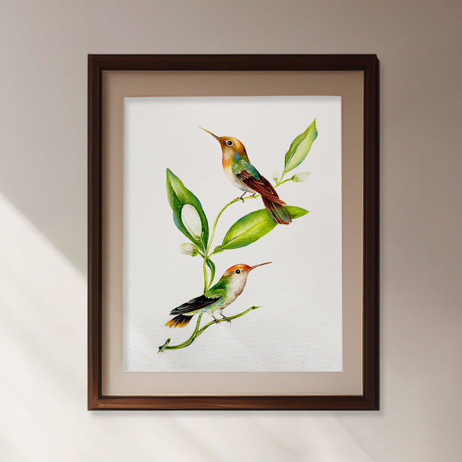 Spring Buds: Paint Hummingbirds & White Blossoms