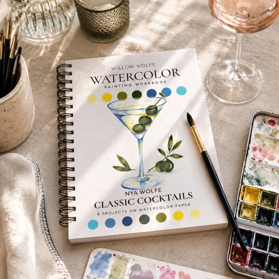 Classic Cocktails Watercolor Workbook by Nya Wolfe