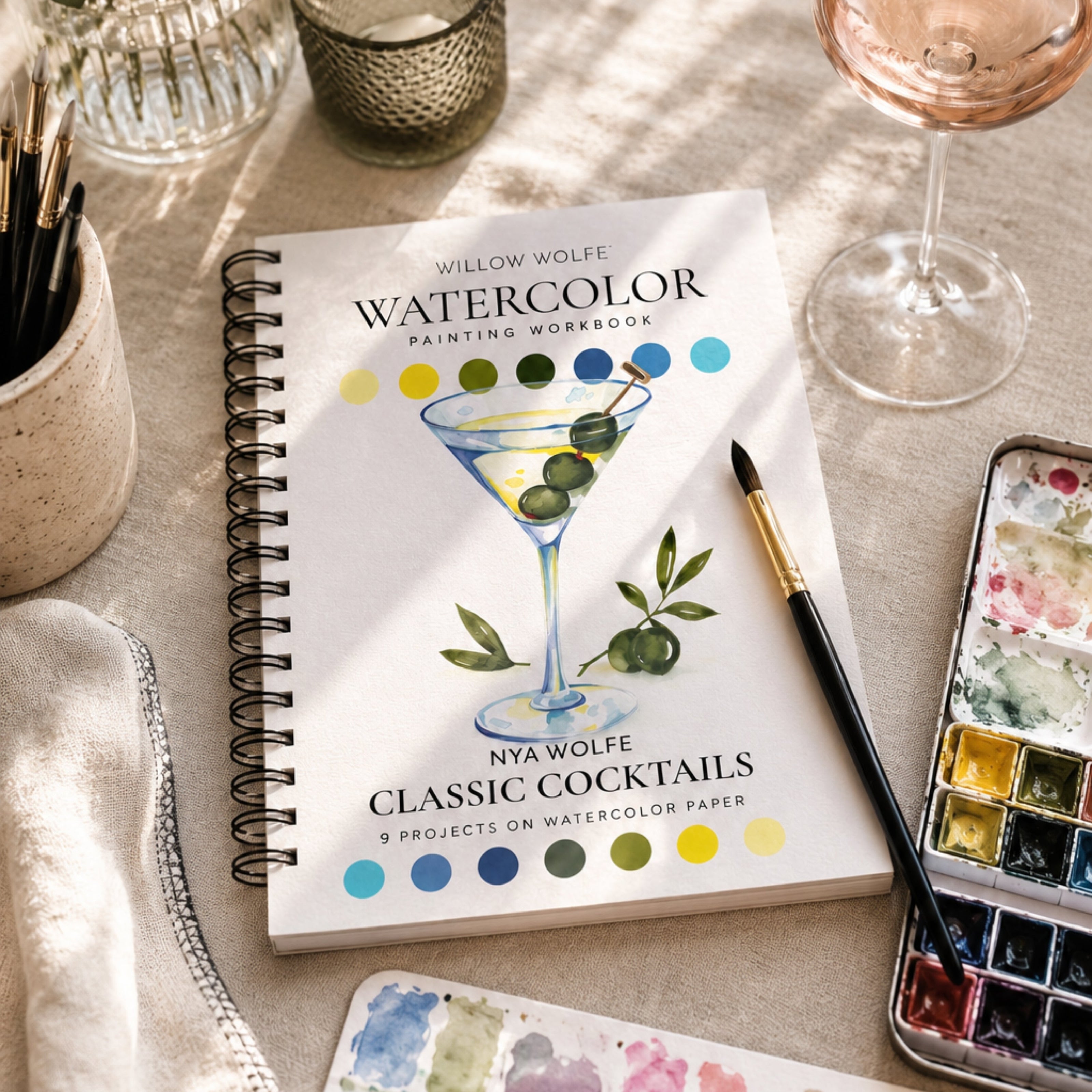 Classic Cocktails Watercolor Workbook by Nya Wolfe