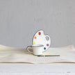 Ceramic Artist Cup, Palette Saucer & Stirring Brush