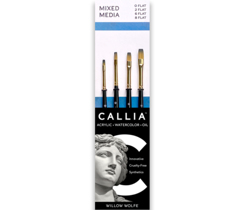 Callia Flat Artist Brush Set, Synthetic Kolinsky Sable by Willow Wolfe: Set 700
