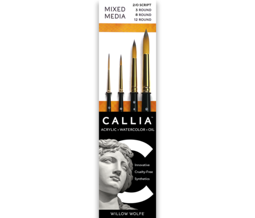 Callia Rounds Artist Paint Brush Set, Synthetic Kolinsky Sable by Willow Wolfe: Set 200