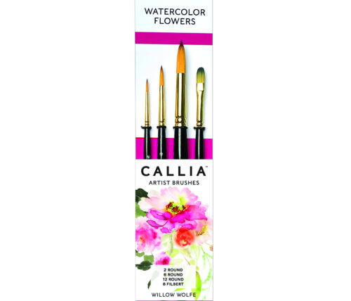 Callia Watercolor Flowers Artist Paint Brush Set by Willow Wolfe,  Synthetic Sable: Set 900