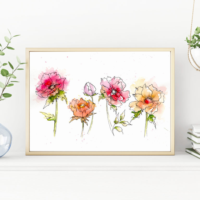 Watercolor Wash Flowers
