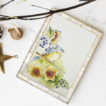Festive picture frame on a table