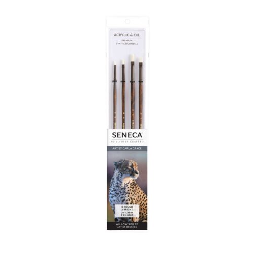 Seneca® Master Artist Series: Synthetic Bristle Brush Set: Carla Grace:  0 Round, 2 Bright, 0 Filbert, 2 Filbert