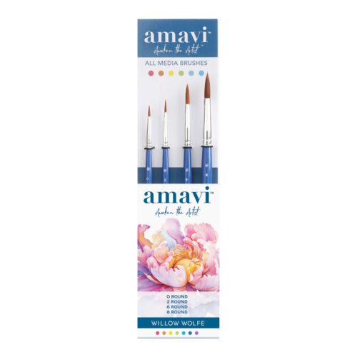 Amavi ™ Mixed Media Brushes:  Golden Taklon Rounds Brush Set #1: Willow Wolfe