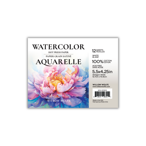 Watercolour Paper: Hot Press: 15 Sheets of 4.25x5.5: 140lb: Willow Wolfe