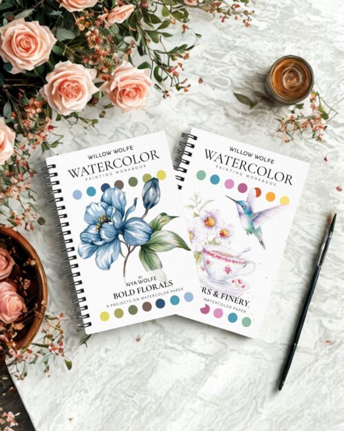 Bold Florals + Feathers and Finery Watercolor Workbooks Bundle